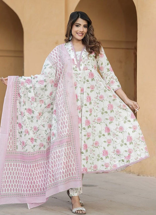 Salwar Suit Floral Printed Pink Cotton T5045