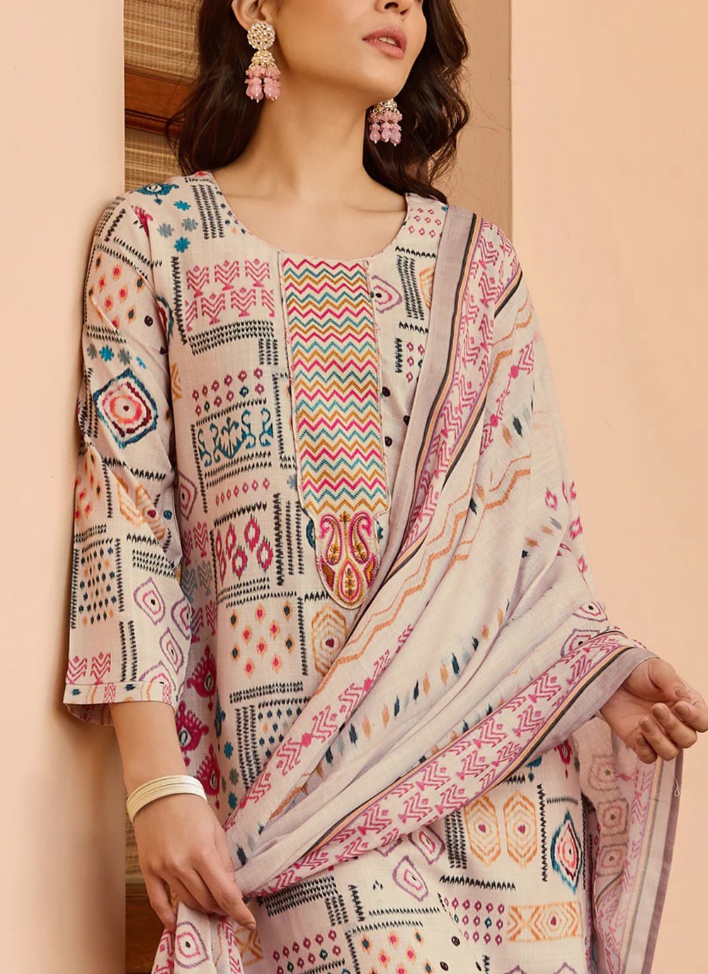 Salwar Suit Lace Pink Cotton T5081