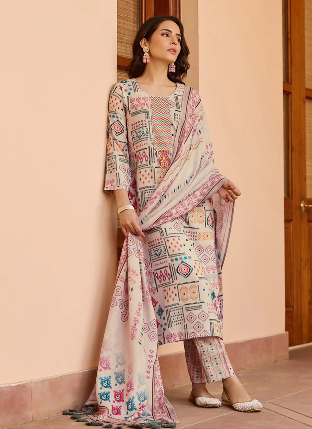 Salwar Suit Lace Pink Cotton T5081