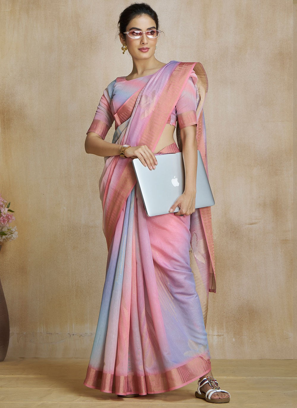 Classic Digital Print Fancy Fabric Saree - S8584
