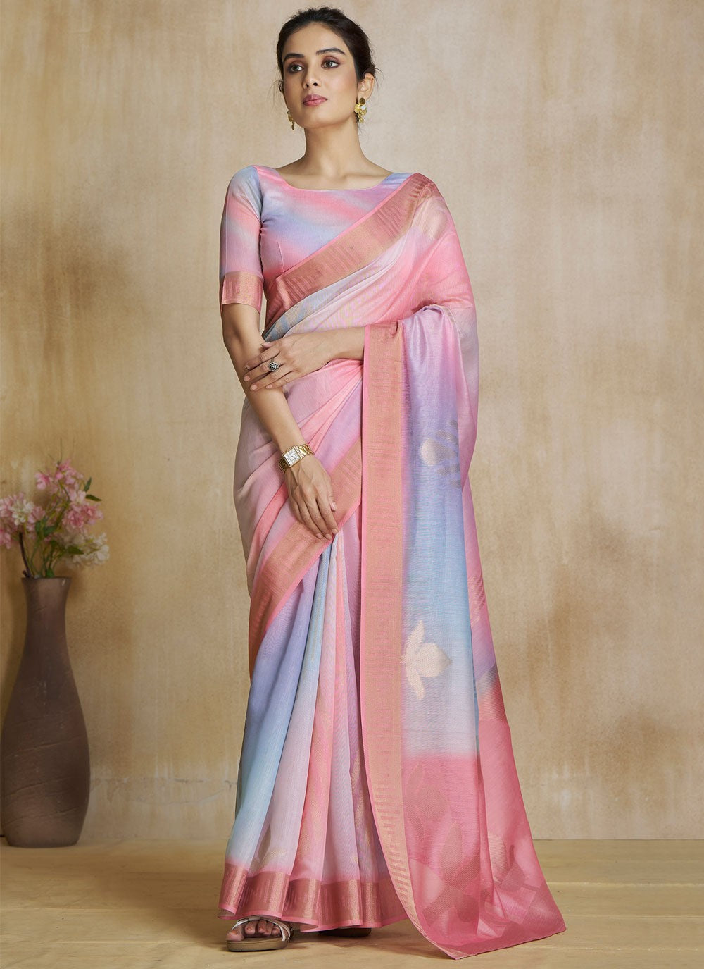 Classic Digital Print Fancy Fabric Saree - S8584