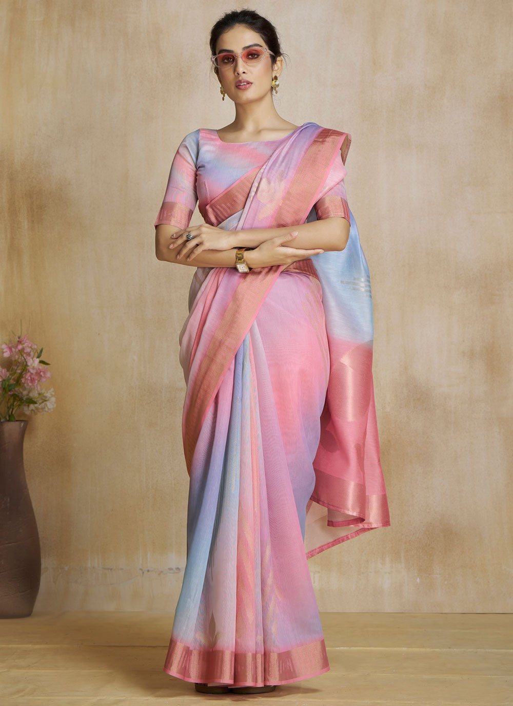 Classic Digital Print Fancy Fabric Saree - S8584