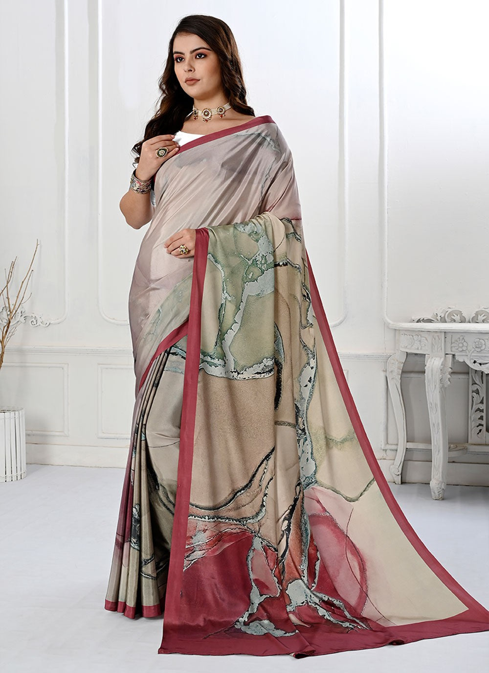 Classic Digital Print Pure Crepe Saree - S7179