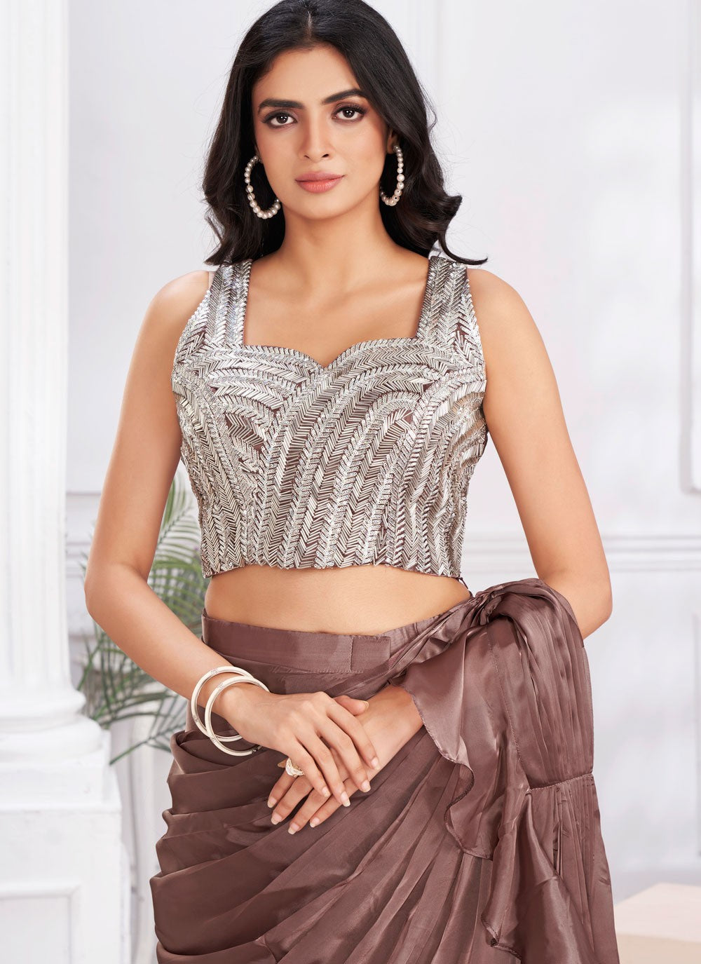 Classic Plain Georgette Saree - S6436