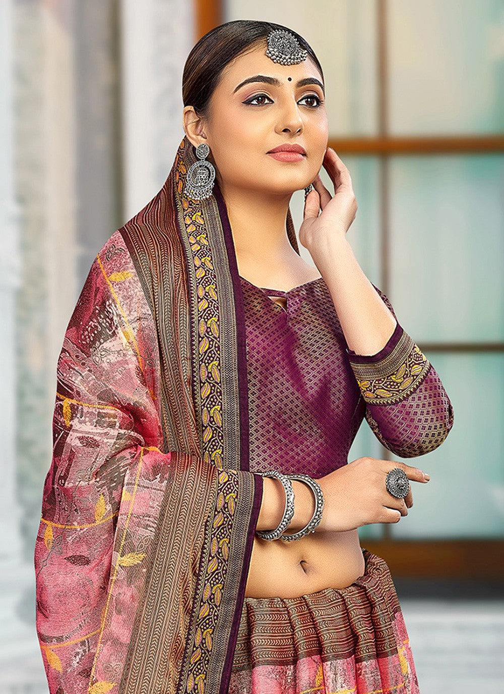 Classic Printed Brasso Saree - S3205