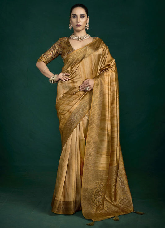 Mustard Silk Trendy Saree Weaving Zari S19764
