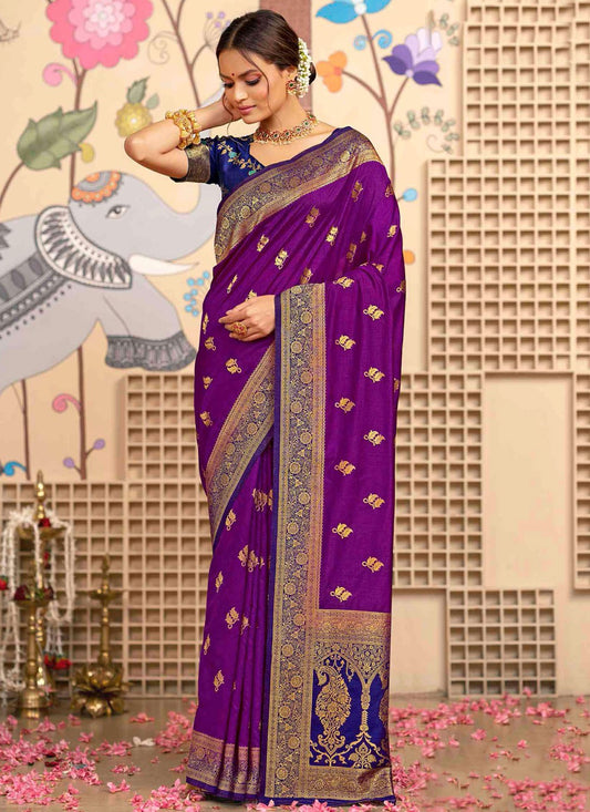 Purple Silk Trendy Saree Weaving Zari S20386