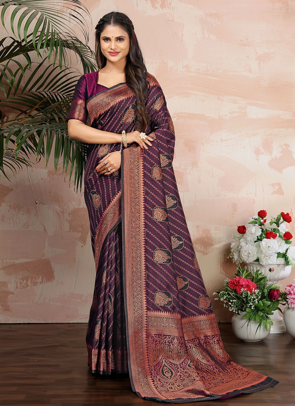 Contemporary Woven Satin Silk Saree - S2838
