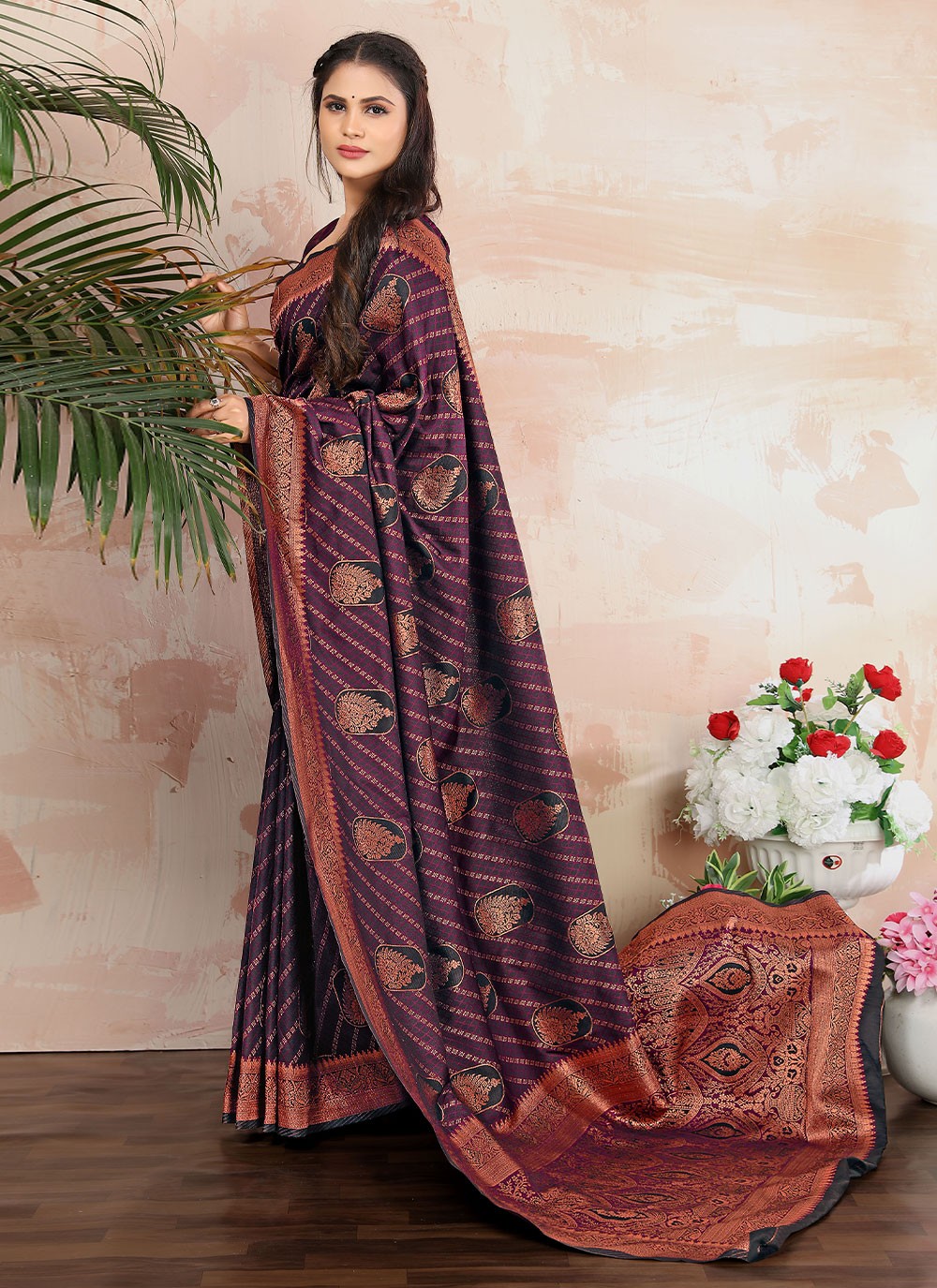 Contemporary Woven Satin Silk Saree - S2838