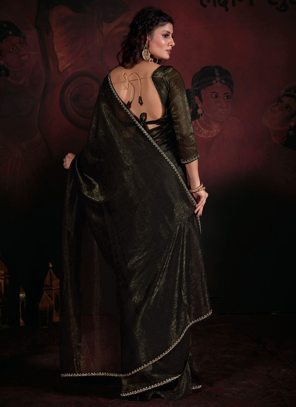 Trendy Zircon Chiffon Saree - S5644