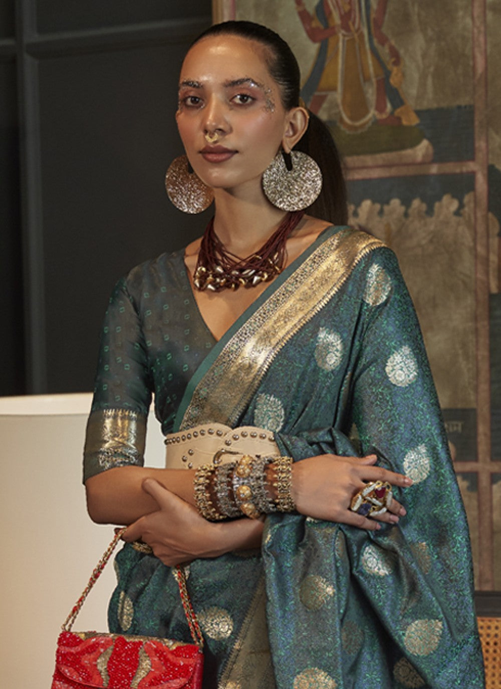 Contemporary Weaving Zari Satin Saree - S3459