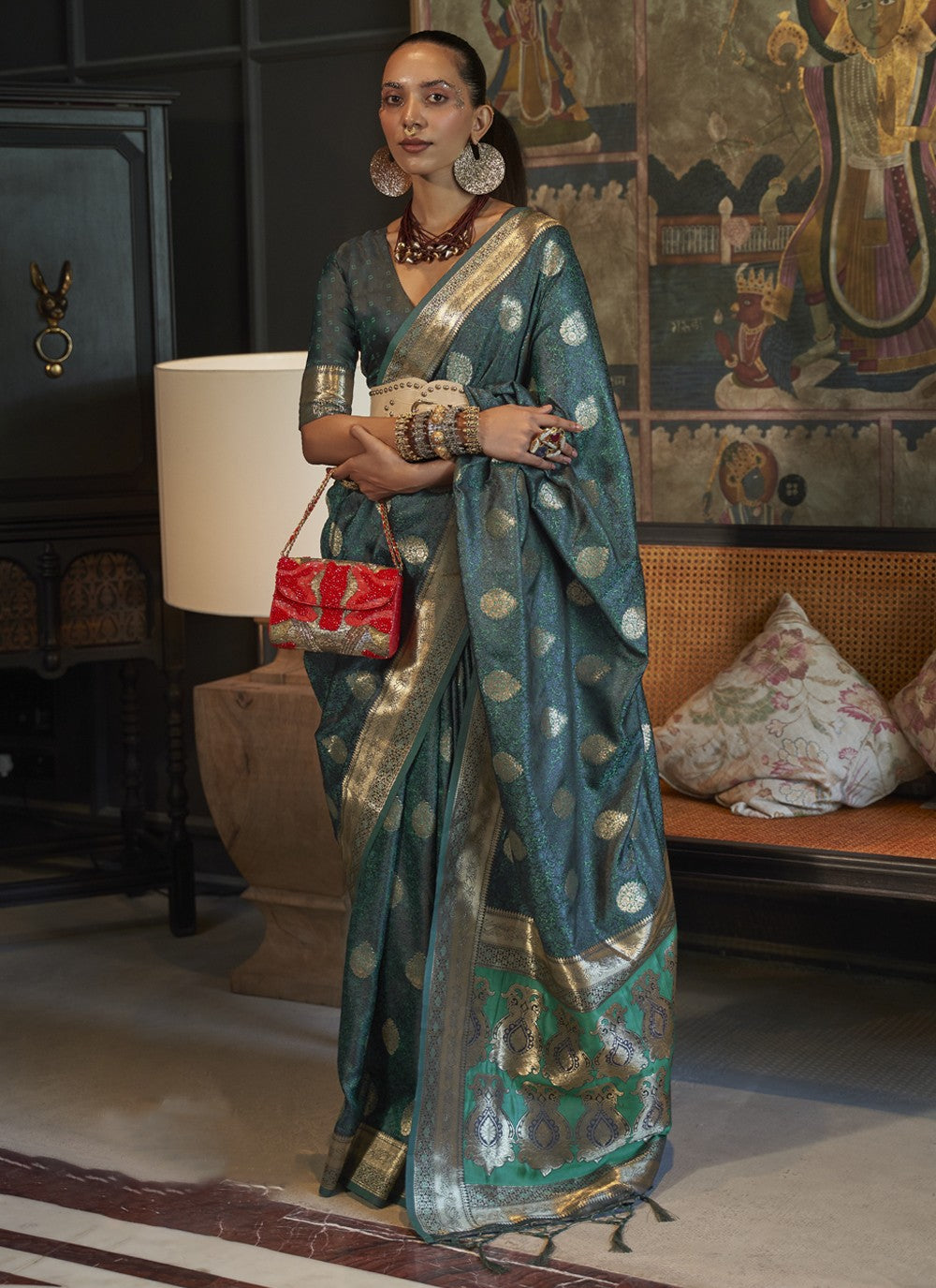 Contemporary Weaving Zari Satin Saree - S3459
