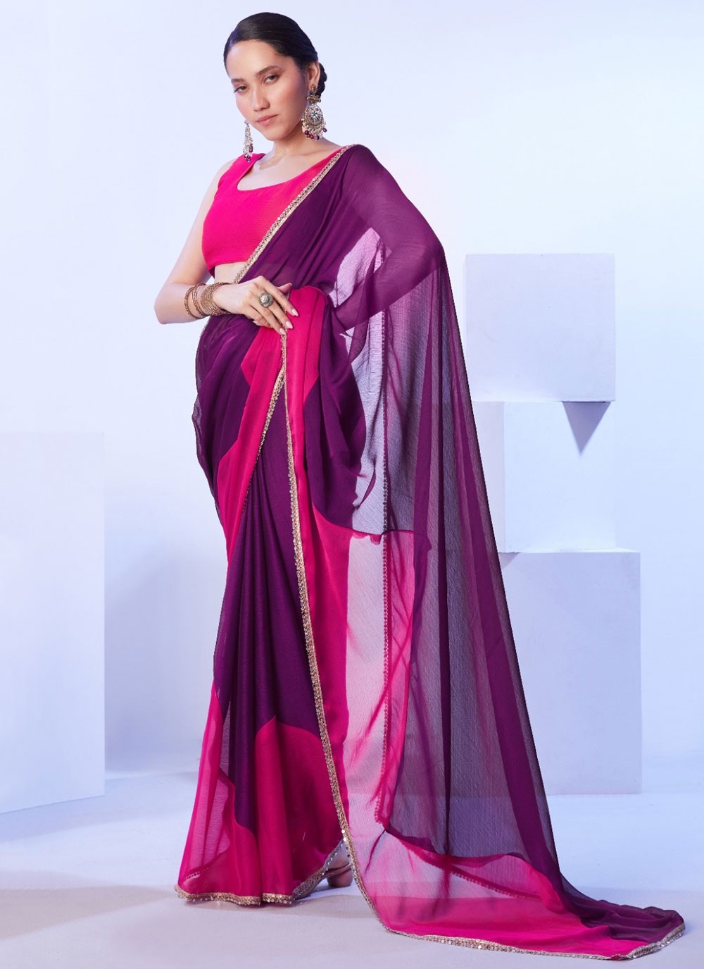 Designer Lace Multi Colour Satin Saree S12954