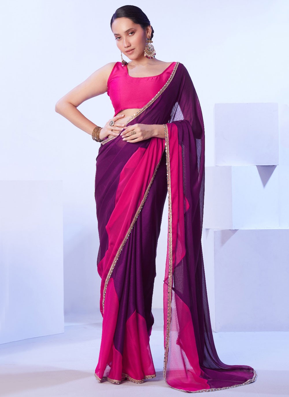 Designer Lace Multi Colour Satin Saree S12954
