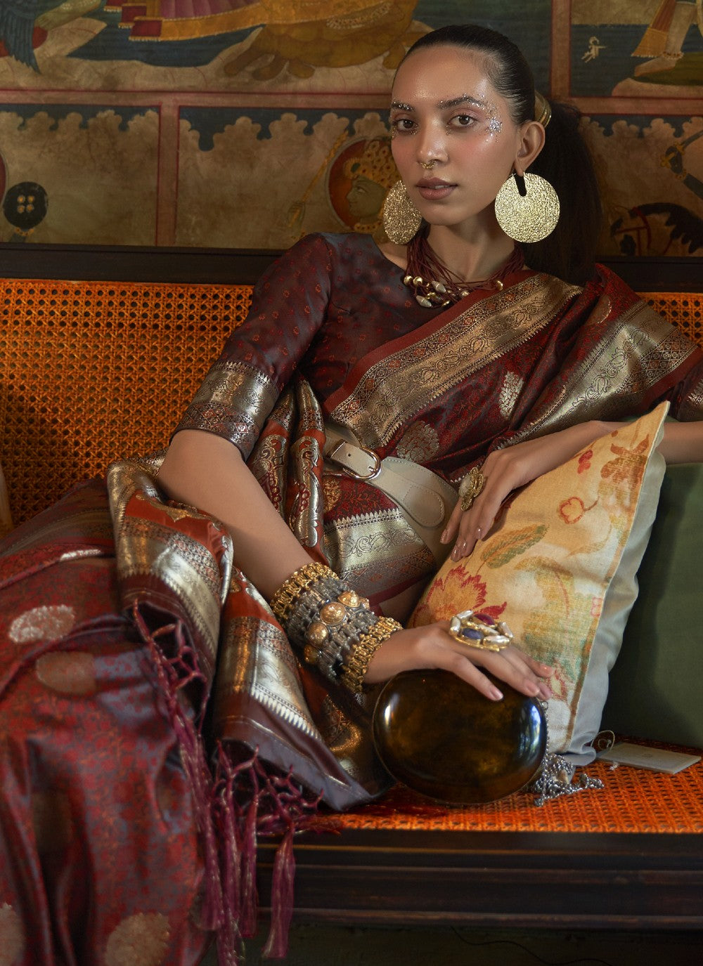 Contemporary Weaving Zari Satin Saree - S3459