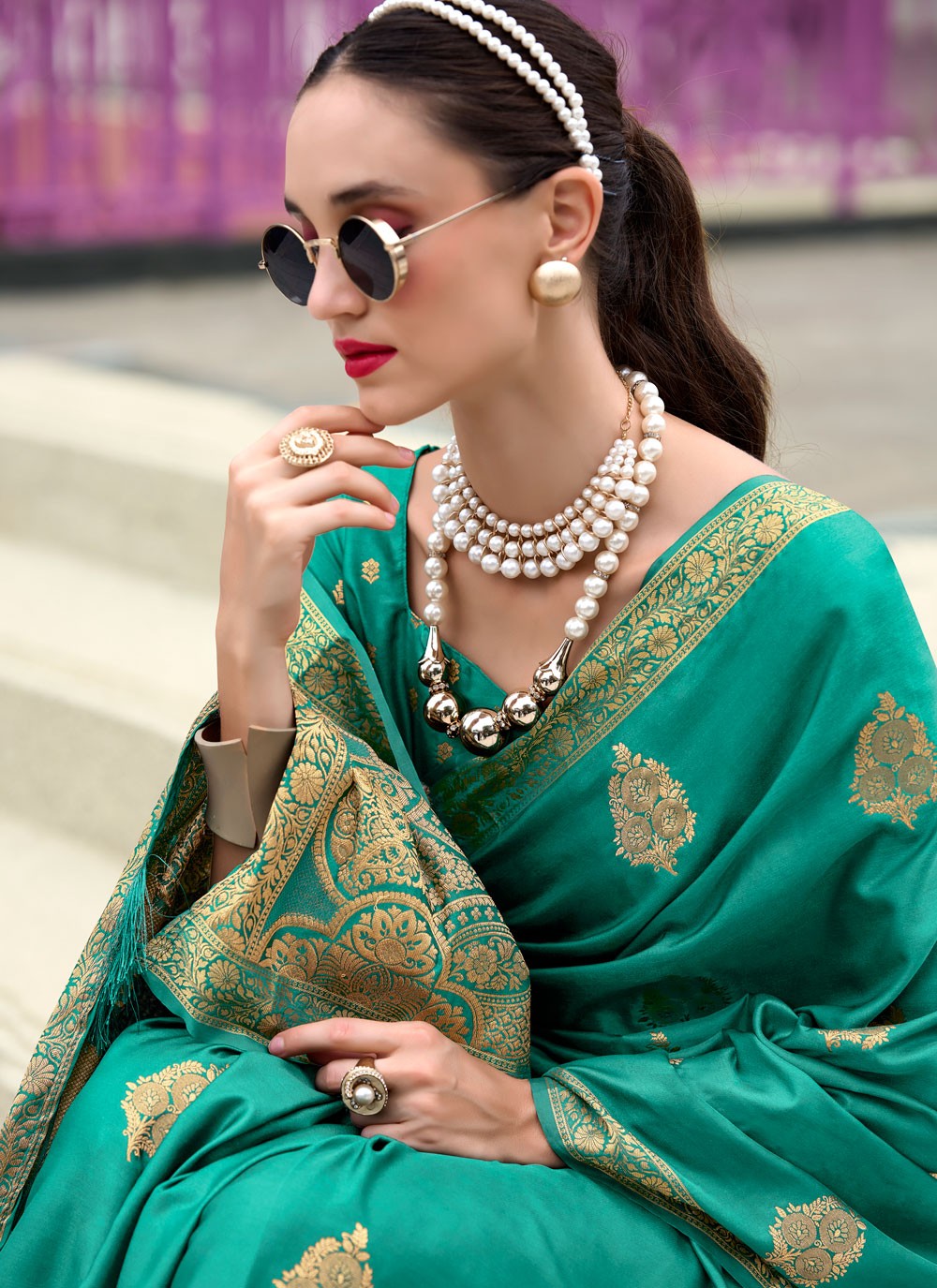 Classic Weaving Zari Satin Saree - S7754