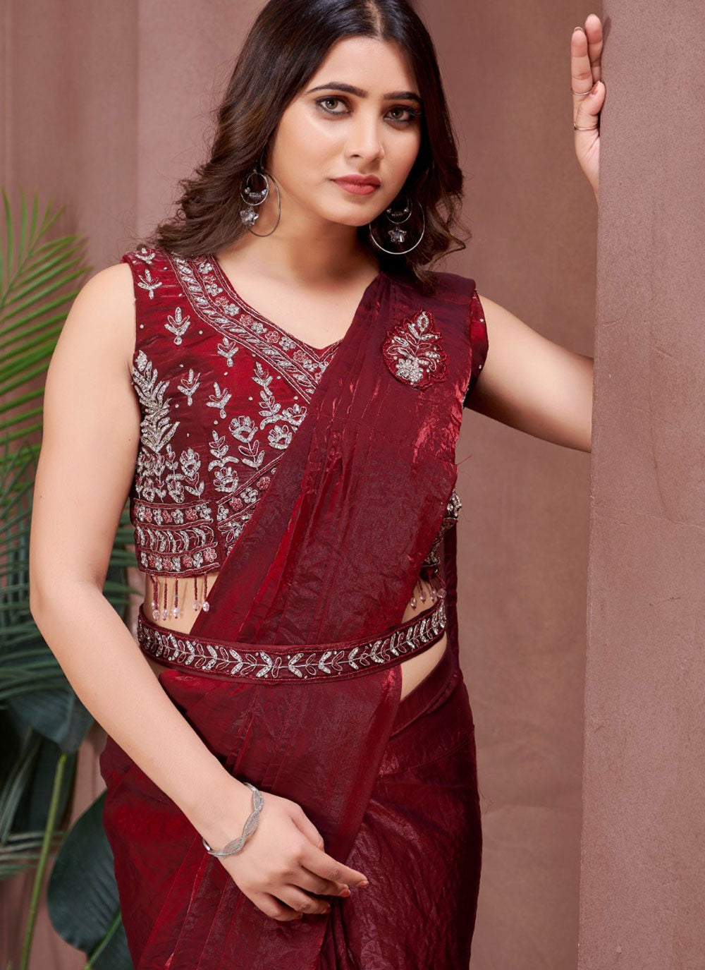 Contemporary Plain Red Satin S13001