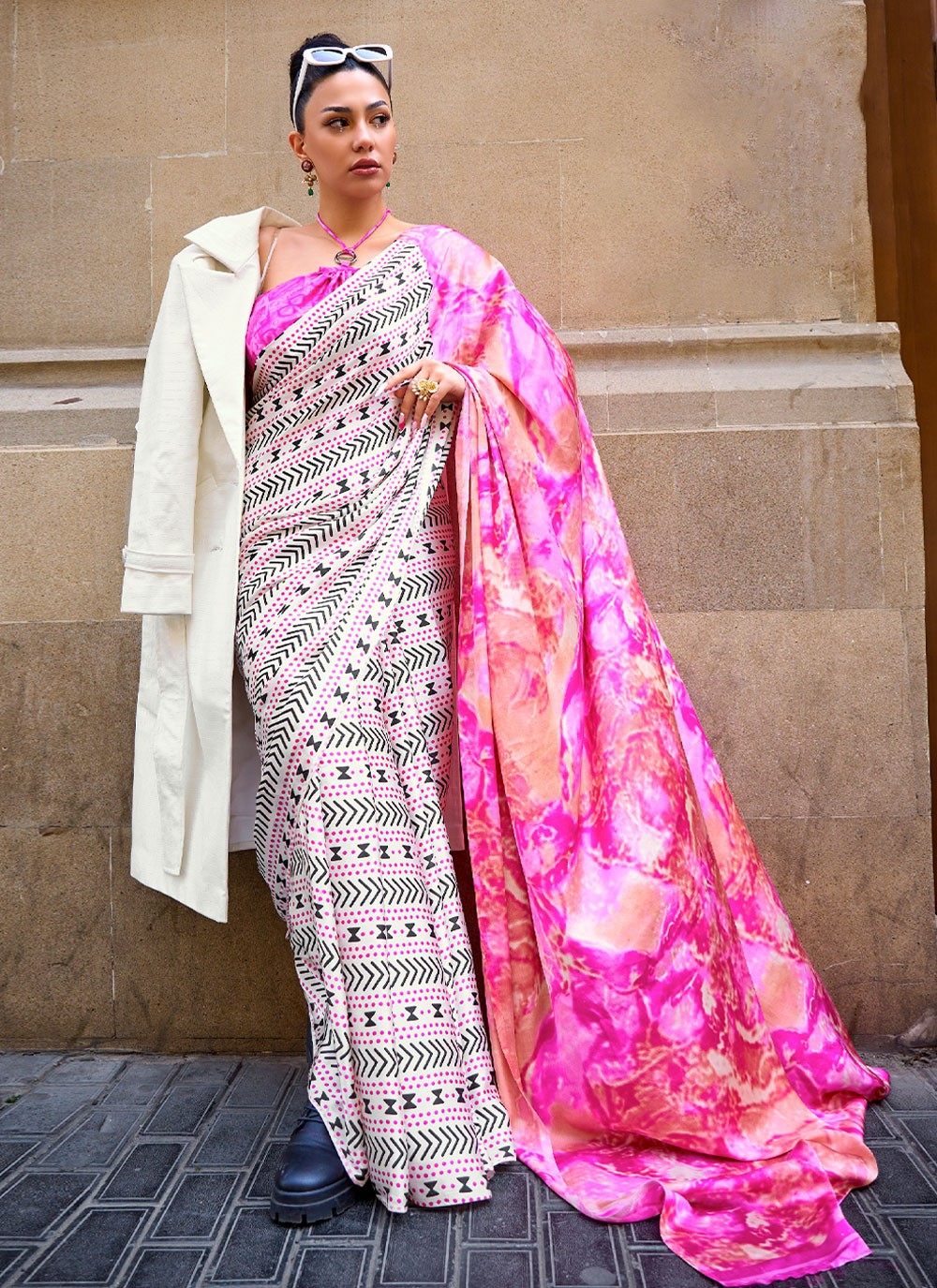 Contemporary Printed Satin Saree - S2959
