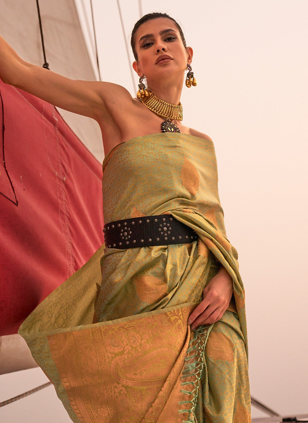 Trendy Weaving Zari Satin Saree - S3256