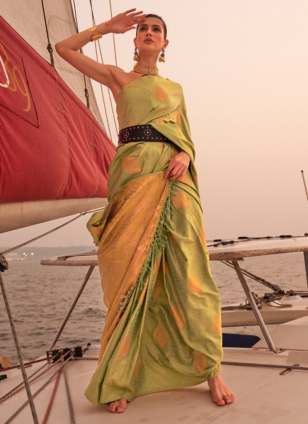 Trendy Weaving Zari Satin Saree - S3256