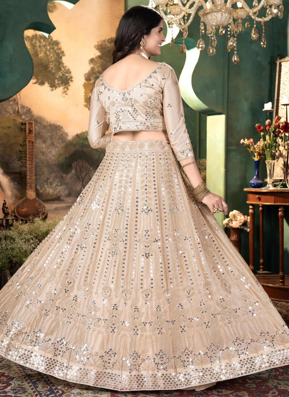 Cord Satin A - Line Lehenga - L2564