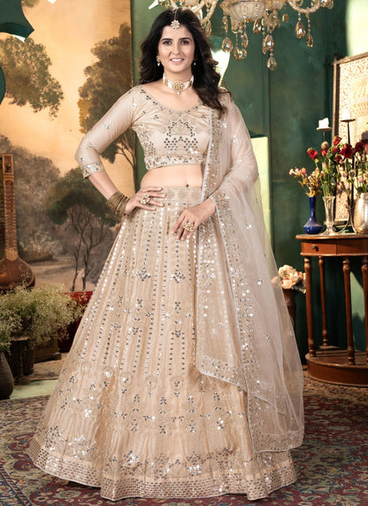 Cord Satin A - Line Lehenga - L2564