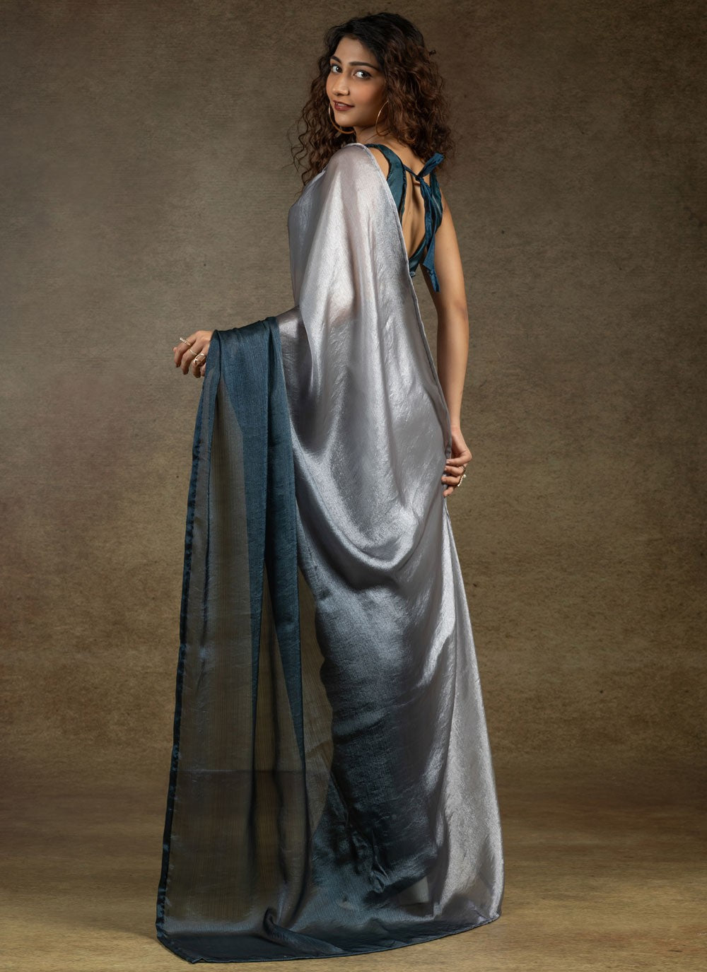Plain Satin Silk Black Classic Saree S15439