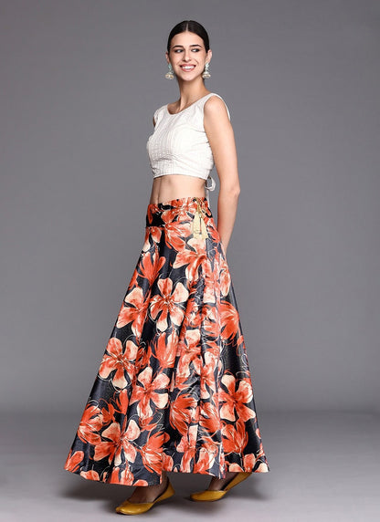 Digital Print Satin Silk A - Line Lehenga - L2115