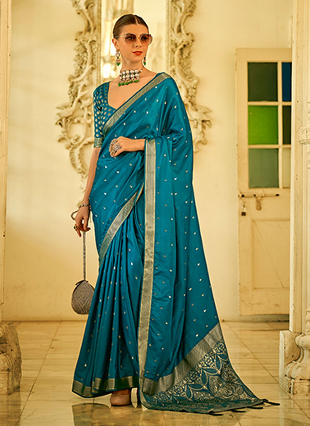 Classic Weaving Zari Satin Silk Saree - S5991