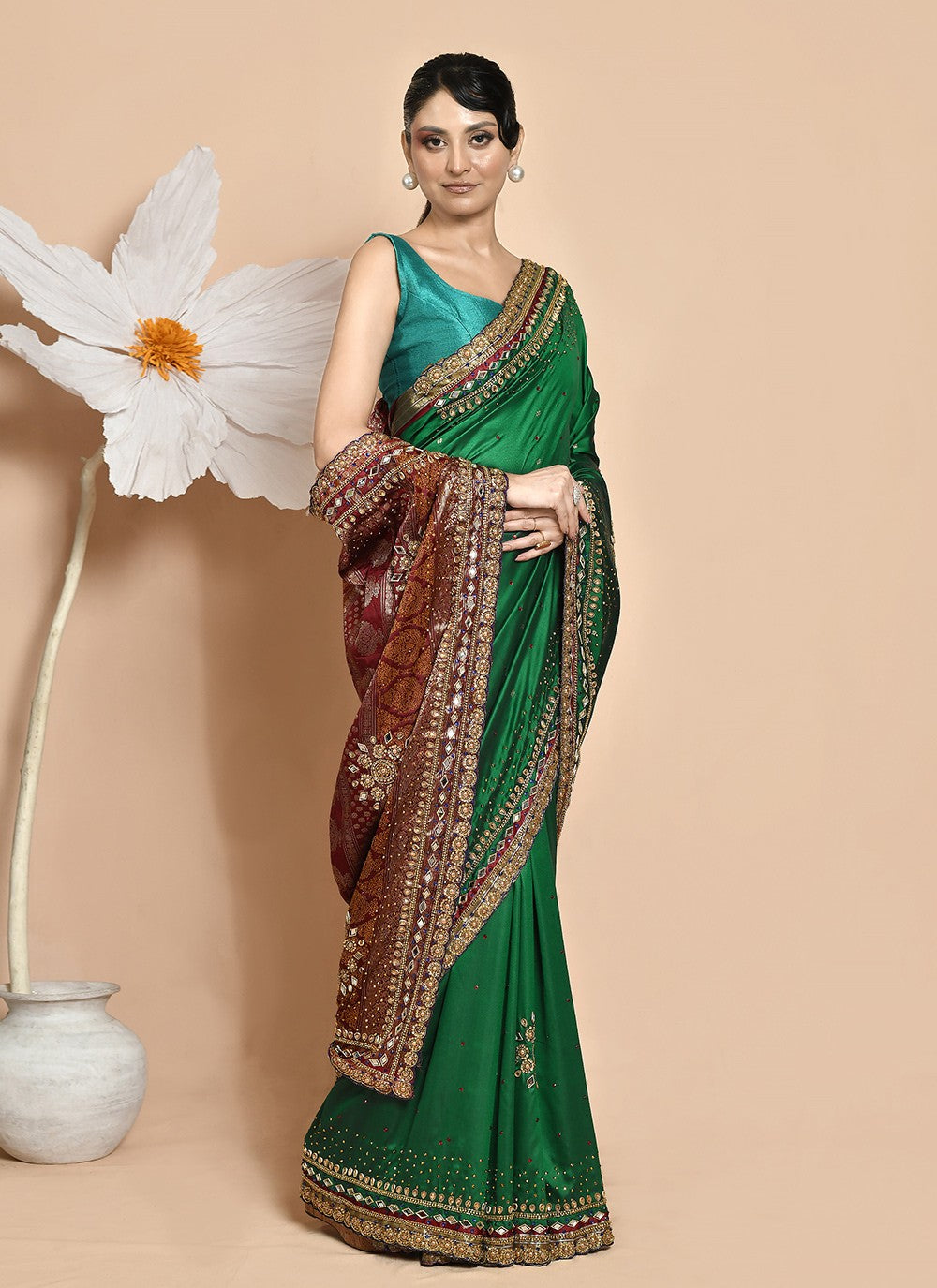 Classic Hand Embroidery Jimmy Chu Saree - S9269