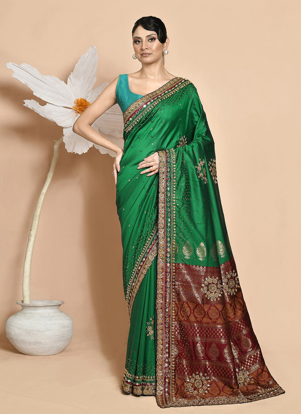 Classic Hand Embroidery Jimmy Chu Saree - S9269