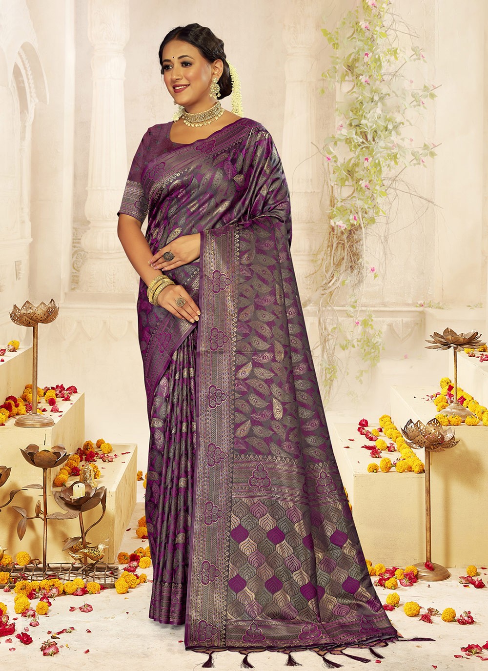 Traditional Weaving Zari Satin Silk Saree - S7993