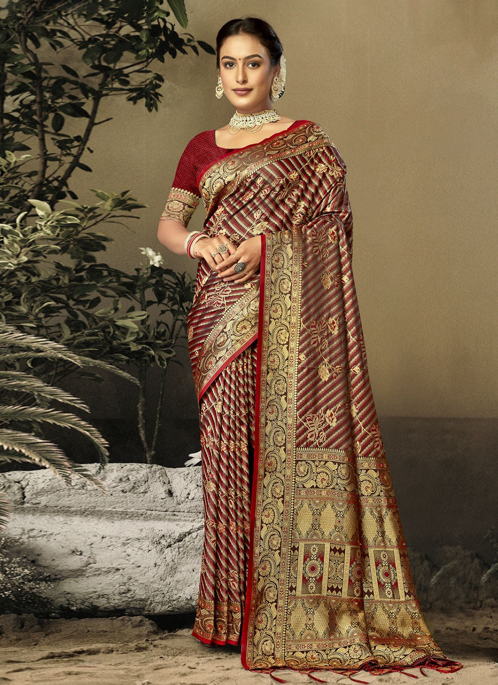 Traditional Weaving Zari Satin Silk Saree - S7937