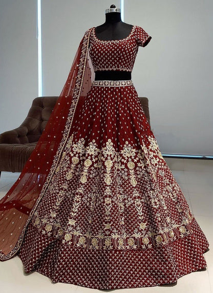 Embroidered Faux Georgette A - Line Lehenga - L2621