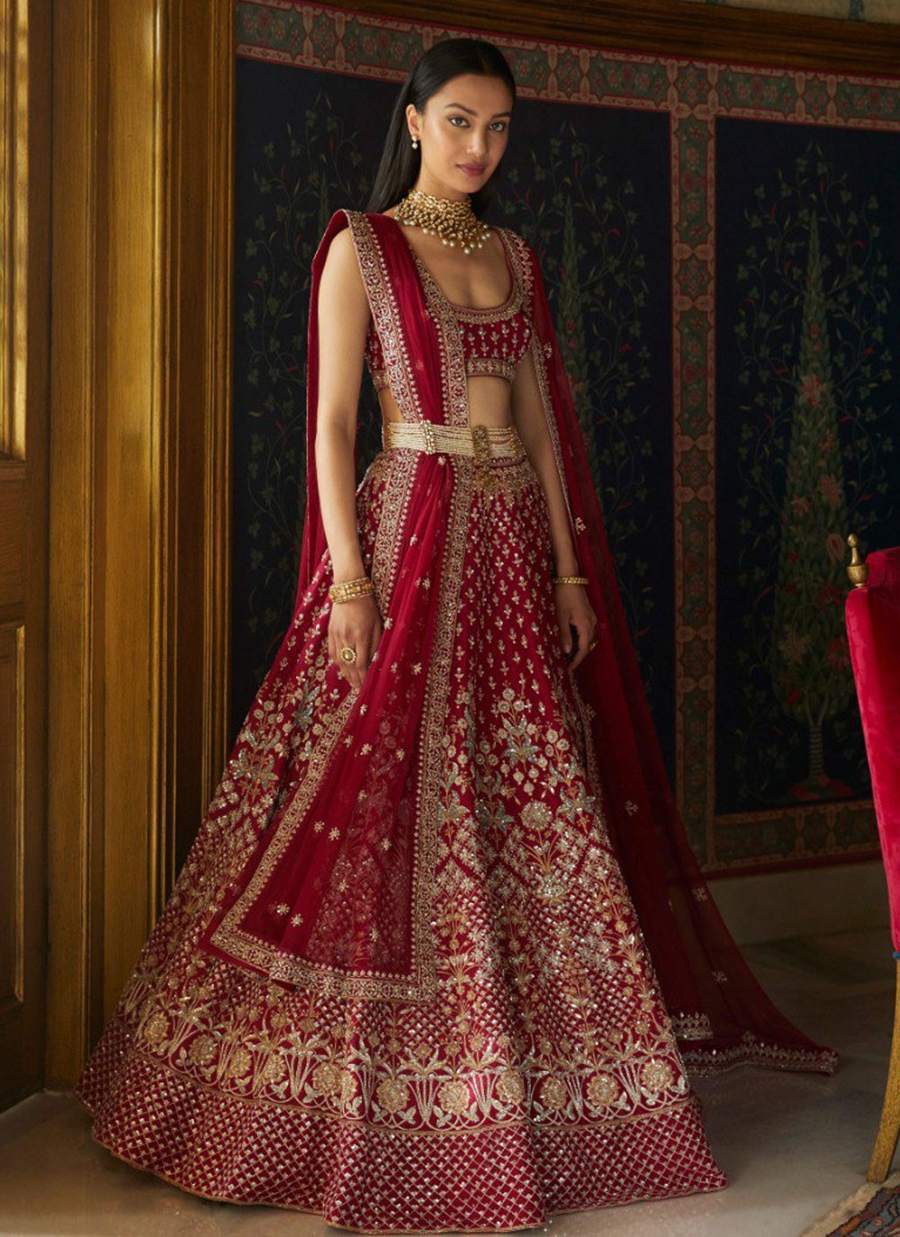 Embroidered Faux Georgette A - Line Lehenga - L2621