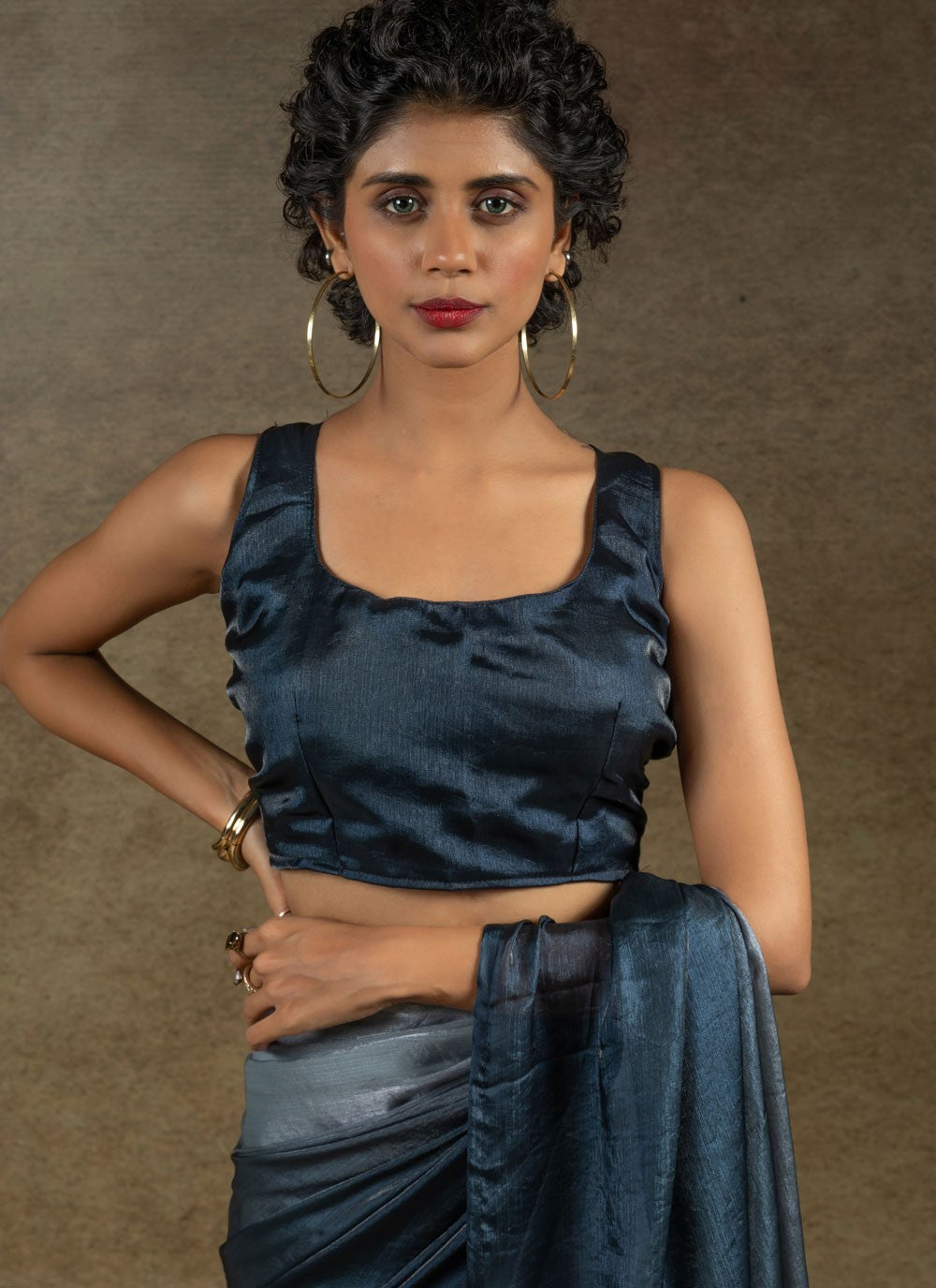 Plain Satin Silk Grey Trendy Saree S15443