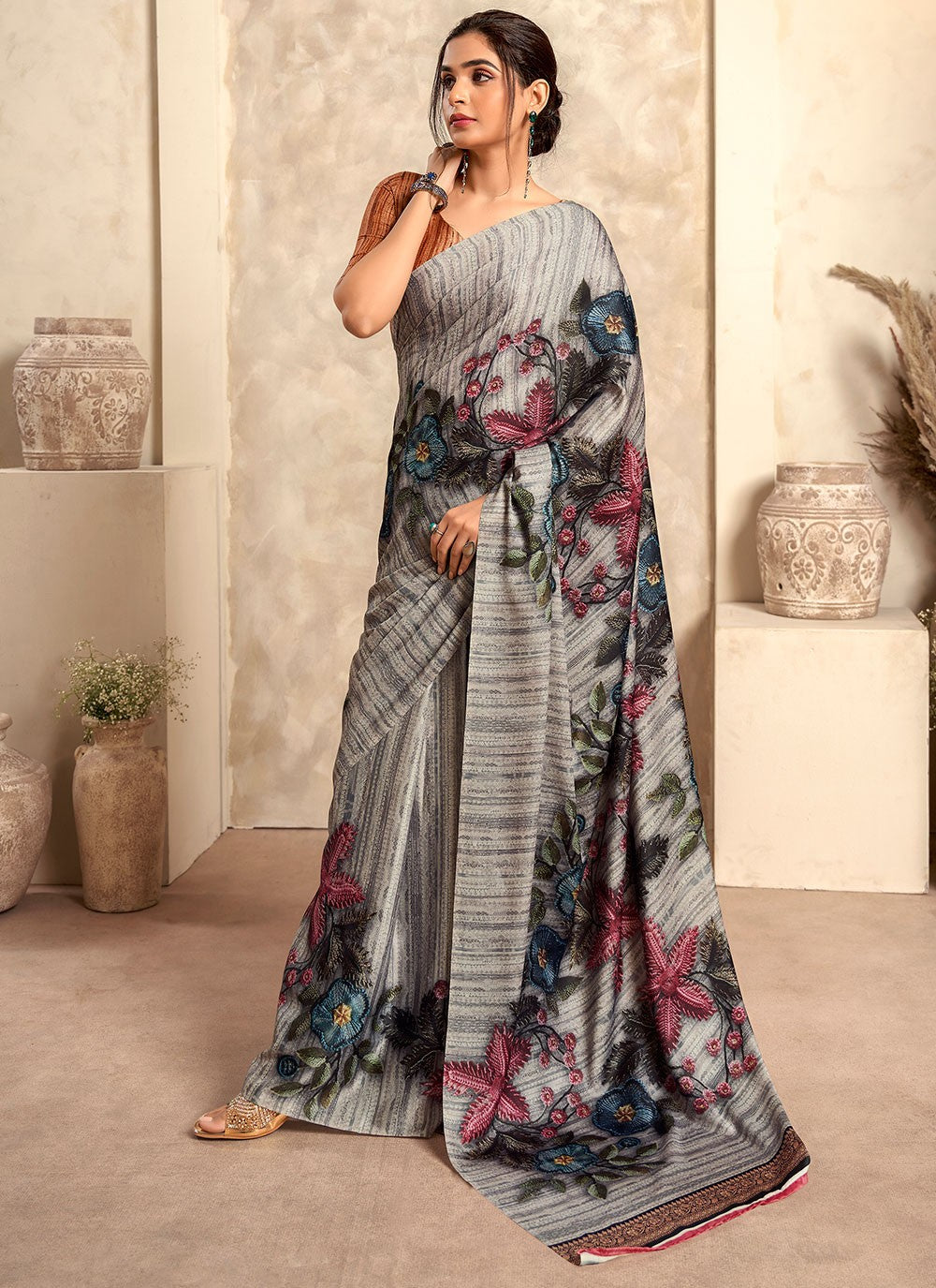 Classic Designer Satin Silk Saree - S5080