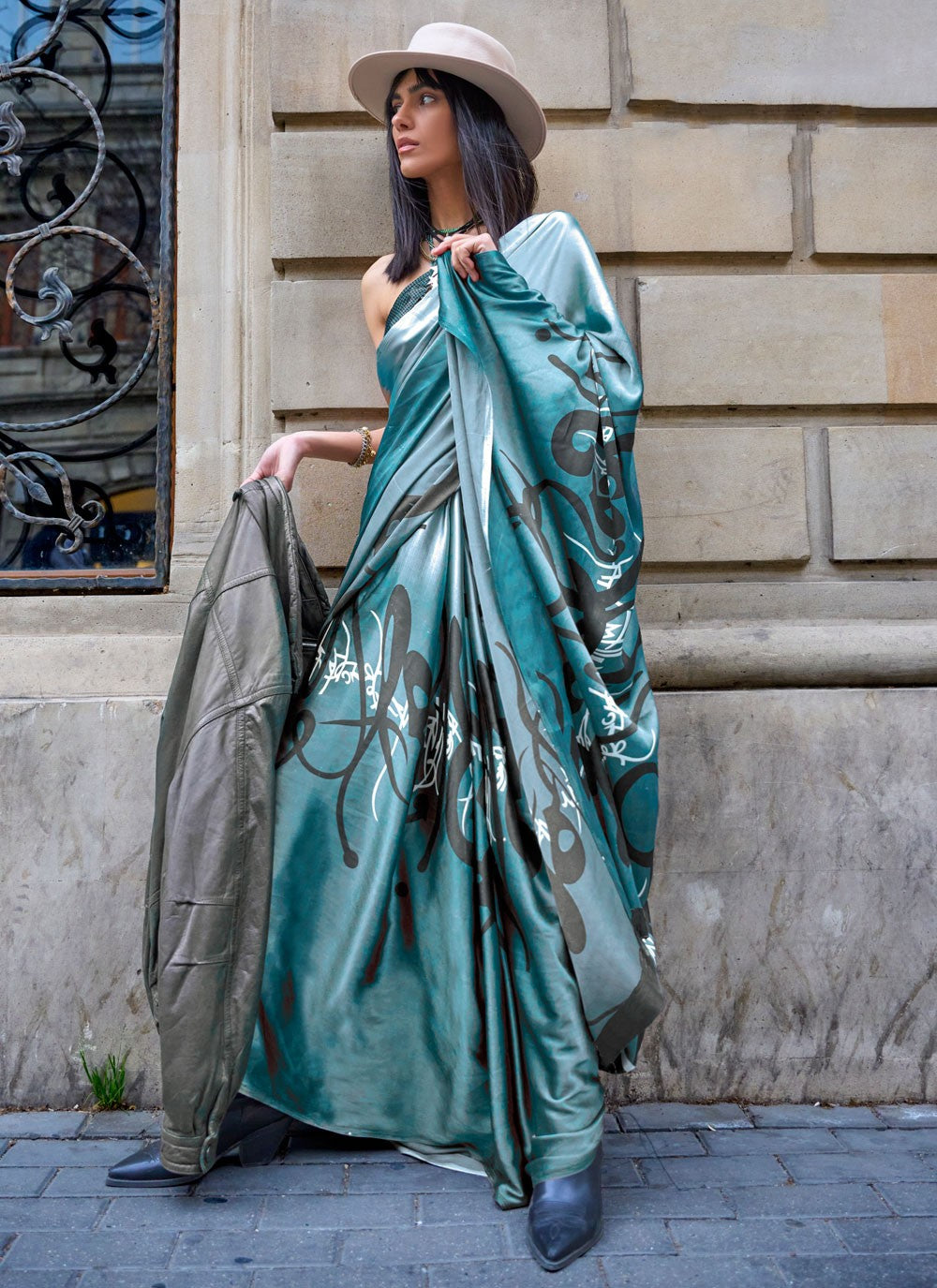 Trendy Printed Satin Silk Saree - S4823
