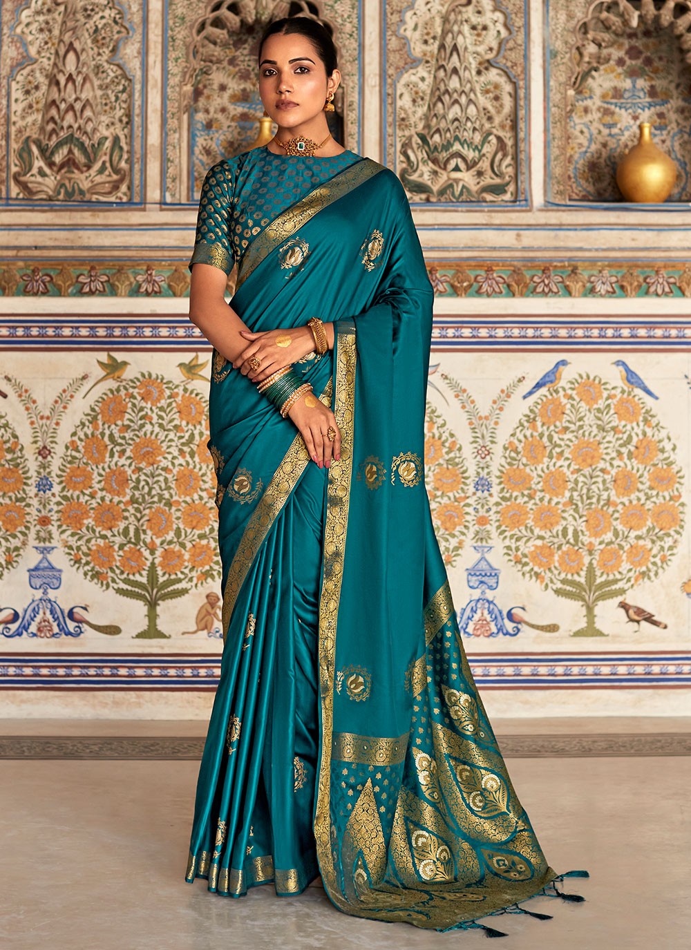 Classic Woven Satin Silk Saree - S4568