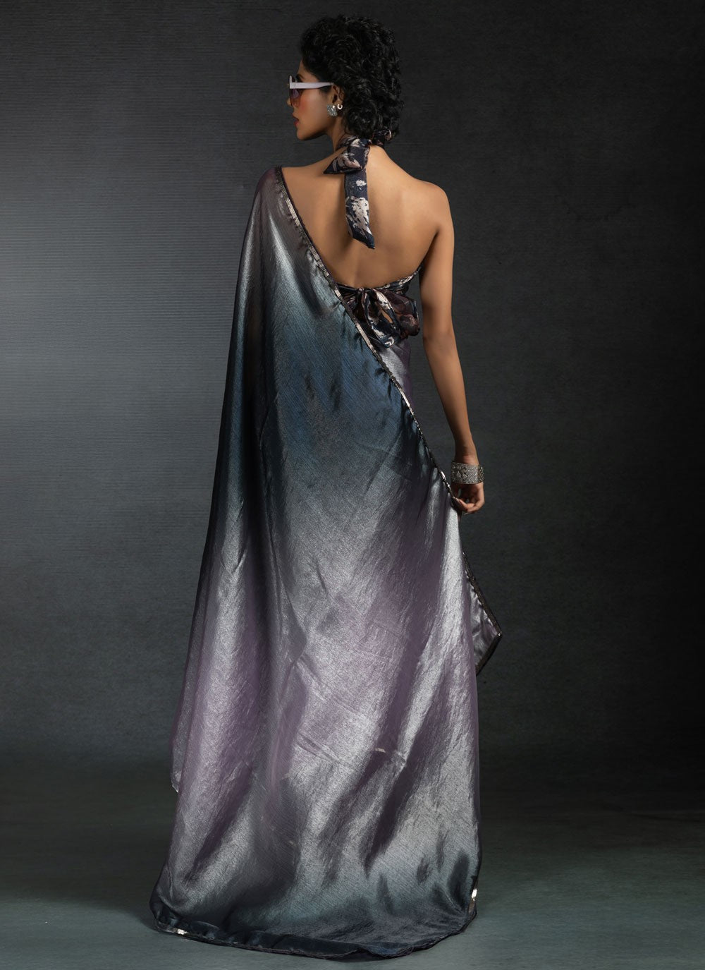 Border Work Satin Silk Lavender Traditional Saree S15415