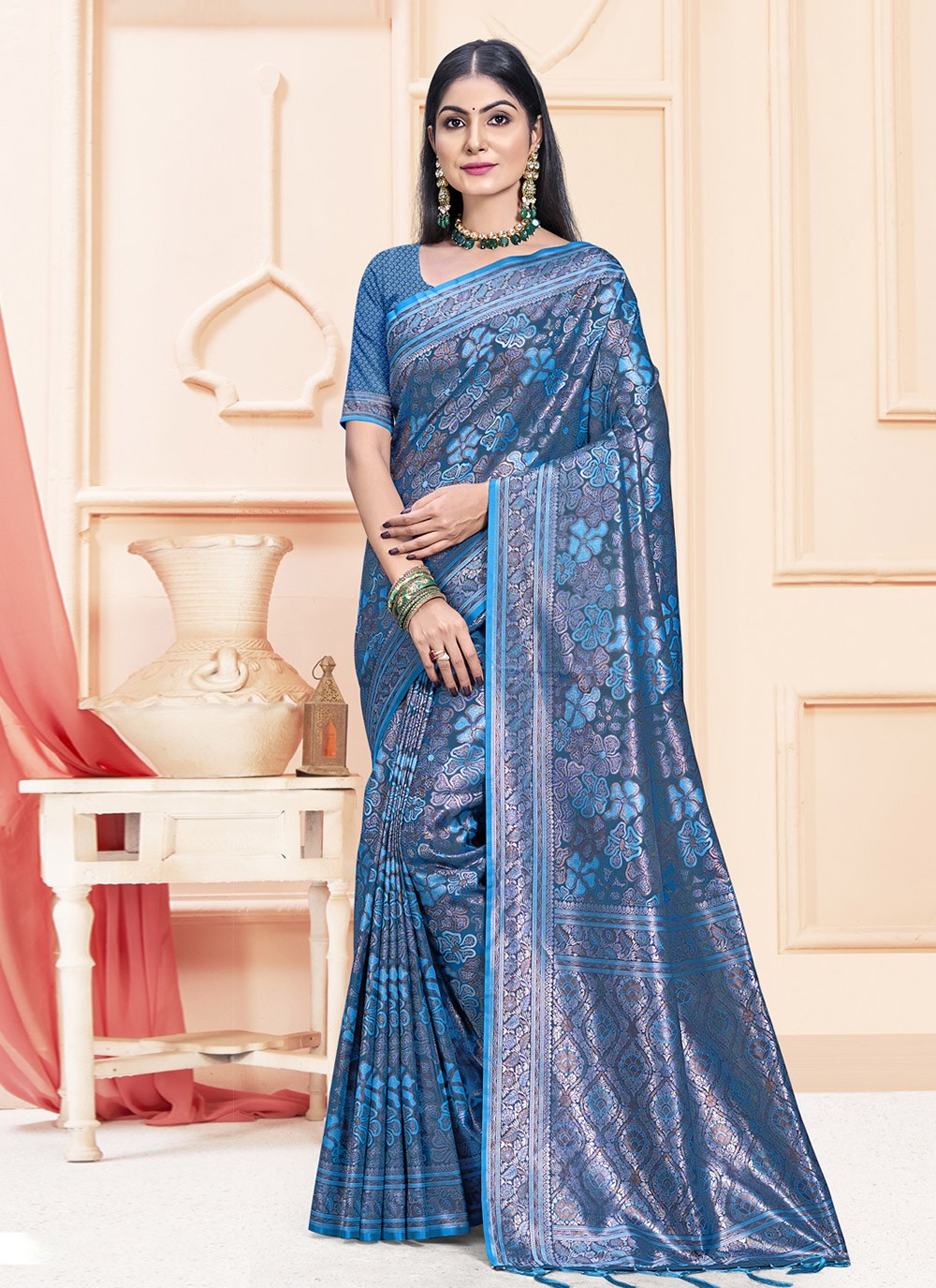 Trendy Weaving Zari Satin Silk Saree - S7946