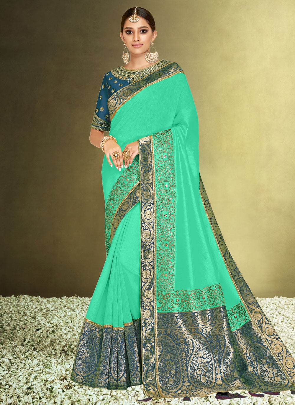Classic Embroidered Silk Saree - S7548