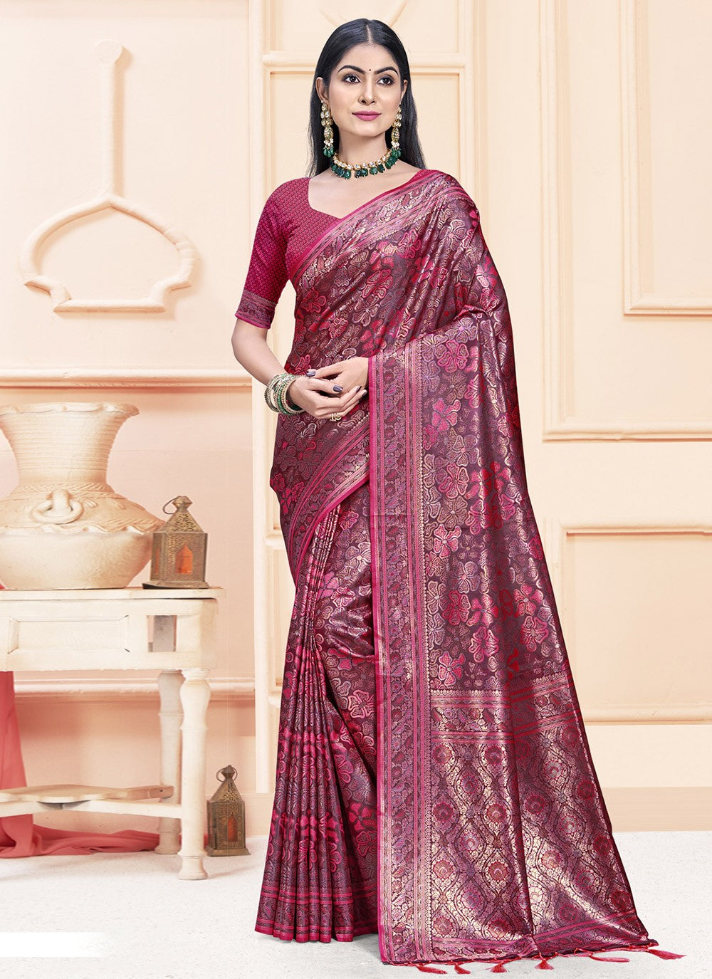 Trendy Weaving Zari Satin Silk Saree - S7946