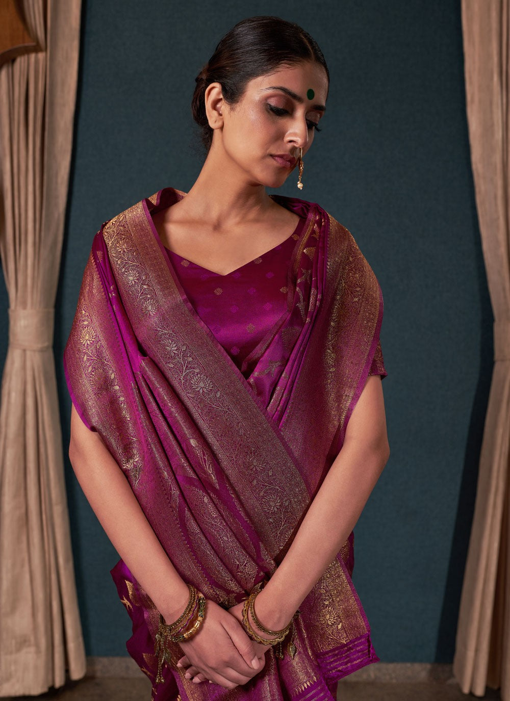 Classic Woven Satin Silk Saree - S3876