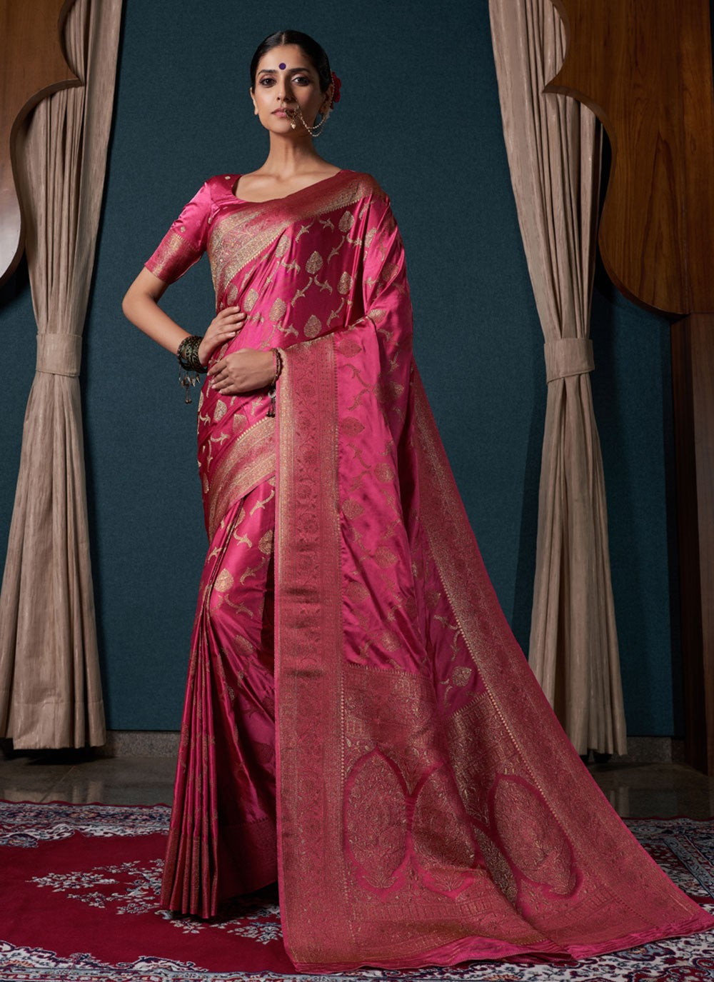 Classic Woven Satin Silk Saree - S3876