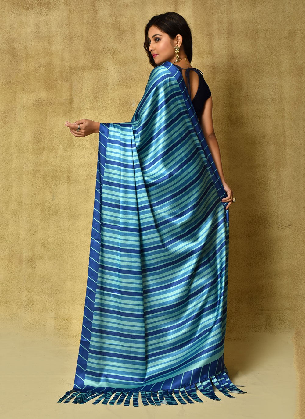 Classic Digital Print Satin Saree - S5689