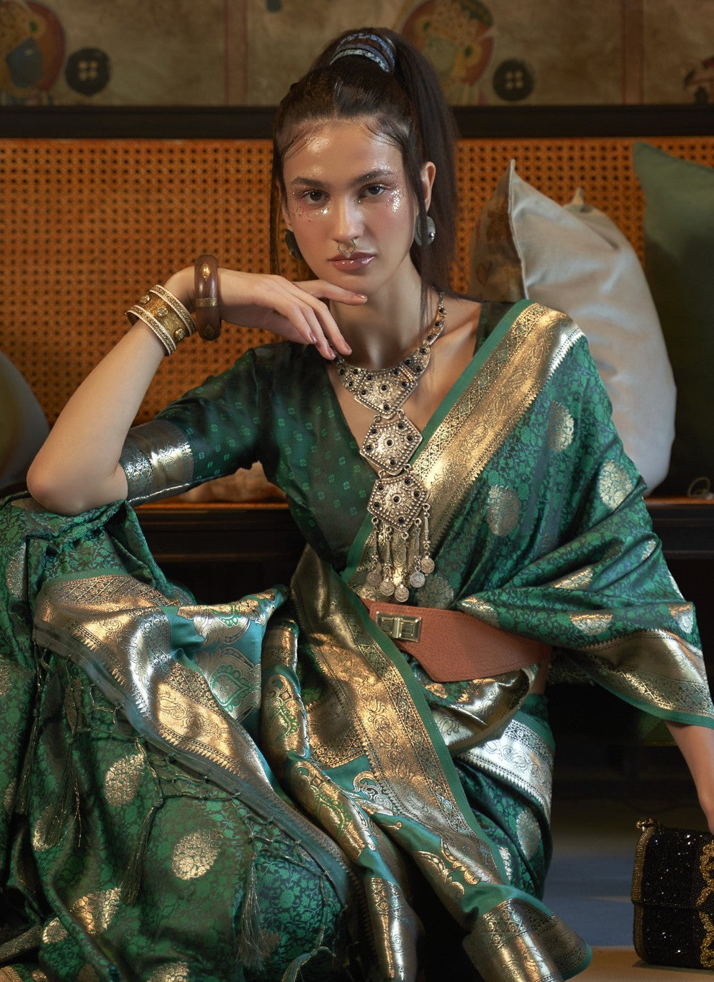 Contemporary Weaving Zari Satin Saree - S3459