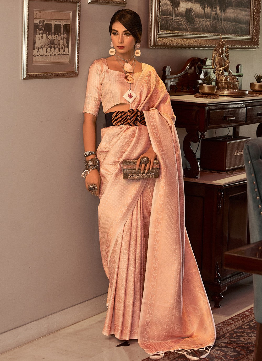 Classic Woven Satin , Kanjivaram Silk Saree - S3697