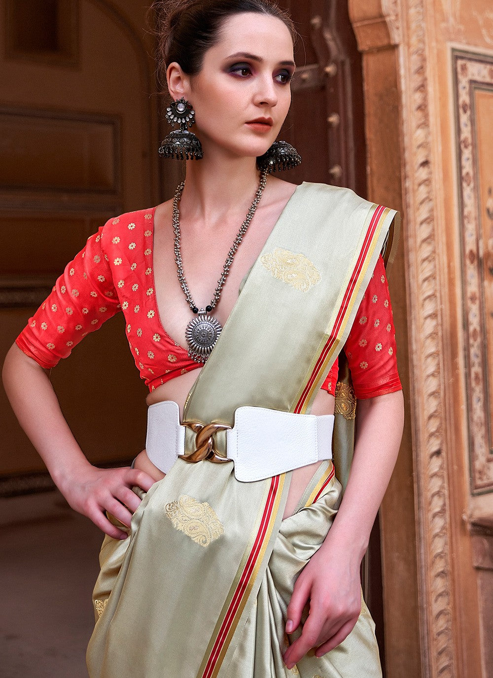 Classic Weaving Zari Satin Saree - S3679