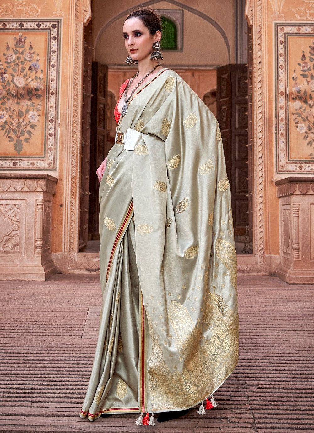 Classic Weaving Zari Satin Saree - S3679